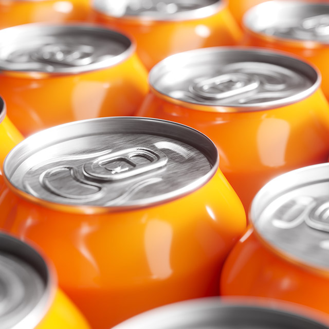 Orange beverage cans